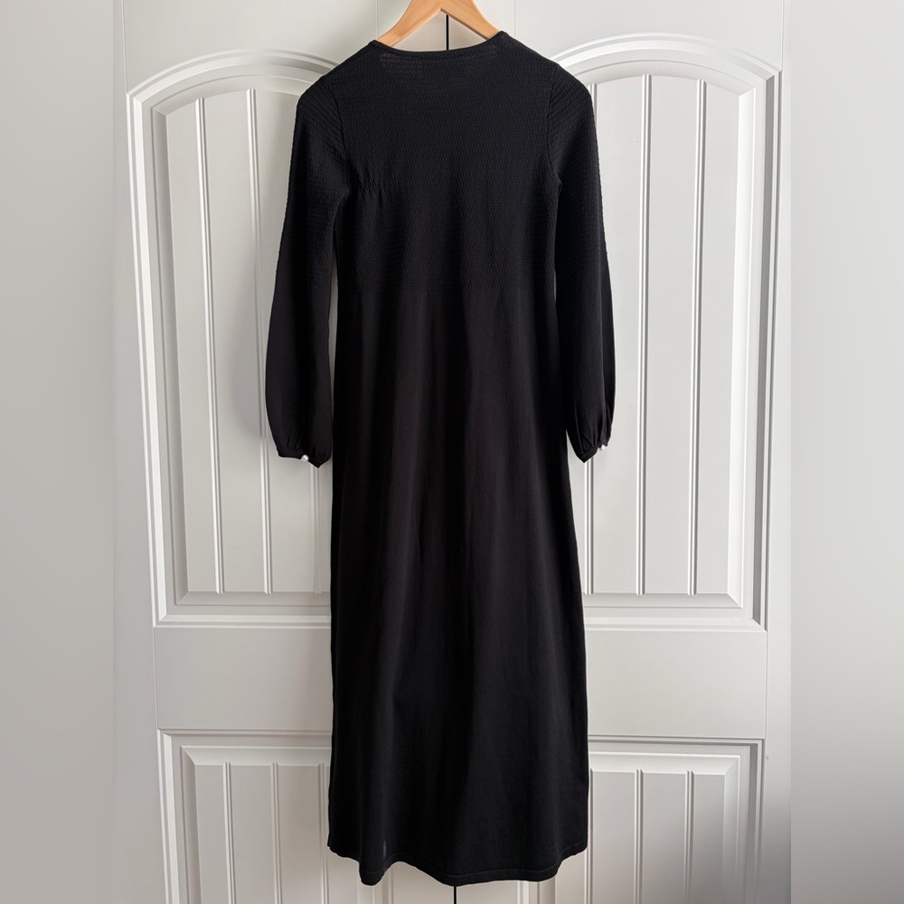 Tuckernuck Pomander Place Black Double Knit Lennox Midi Dress Puff Sleeves Sz XS - Picture 8 of 12